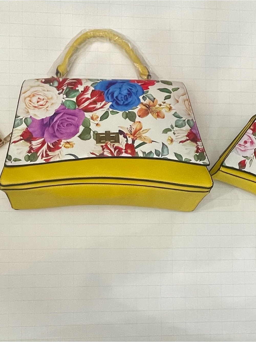 Maximalist cottagecore Floral Print Yellow Top-Handle Womenโs Bag